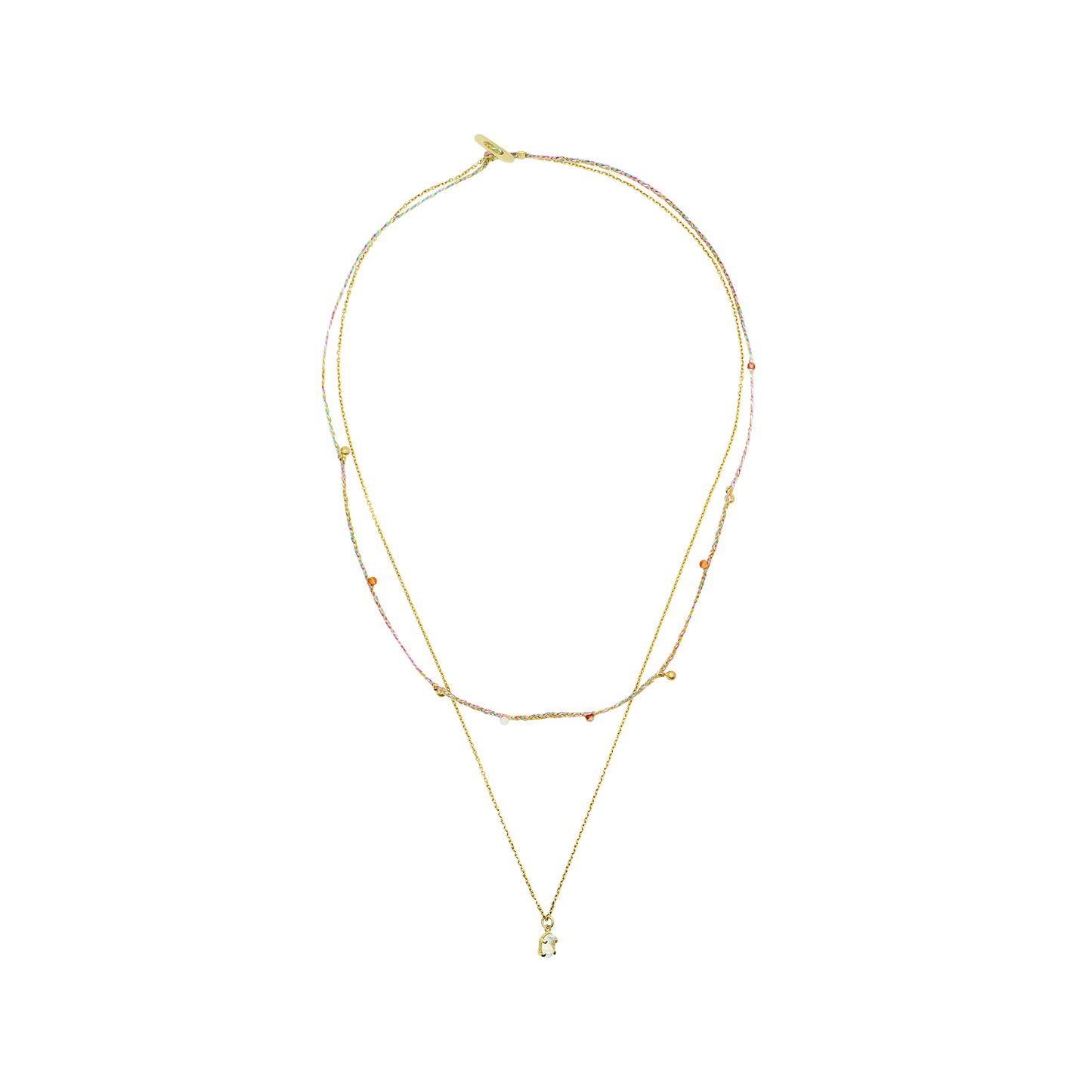 Pinata Double Necklace - Green & Pink (Moonstone, Carnelian, Mother of Pearl)