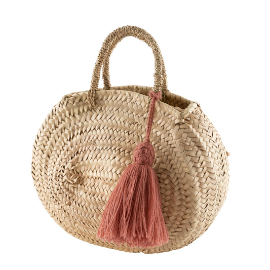 Tabi Tassel Oval Basket Bag - Dusty Pink