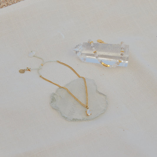 Casablanca Double Chain Bracelet (Moonstone, Crystal Quartz)