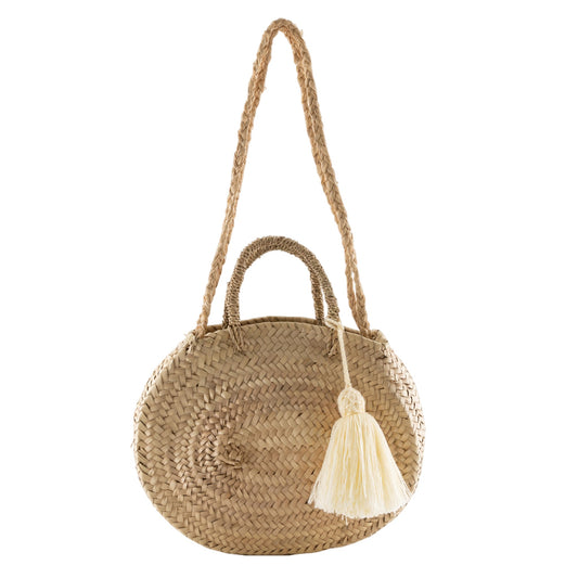 Tabi Tassel Oval Basket Bag - Cream