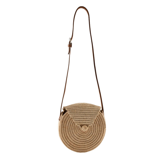 Anouk Raffia Round Crossbody Bag