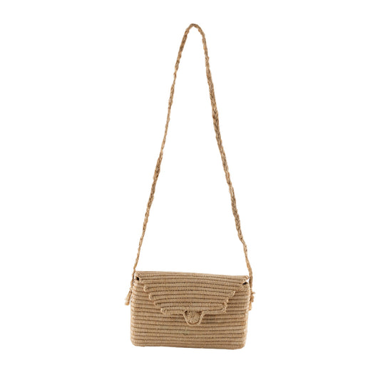 Anouk Raffia Flap Crossbody Bag