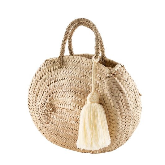 Tabi Tassel Oval Basket Bag - Cream