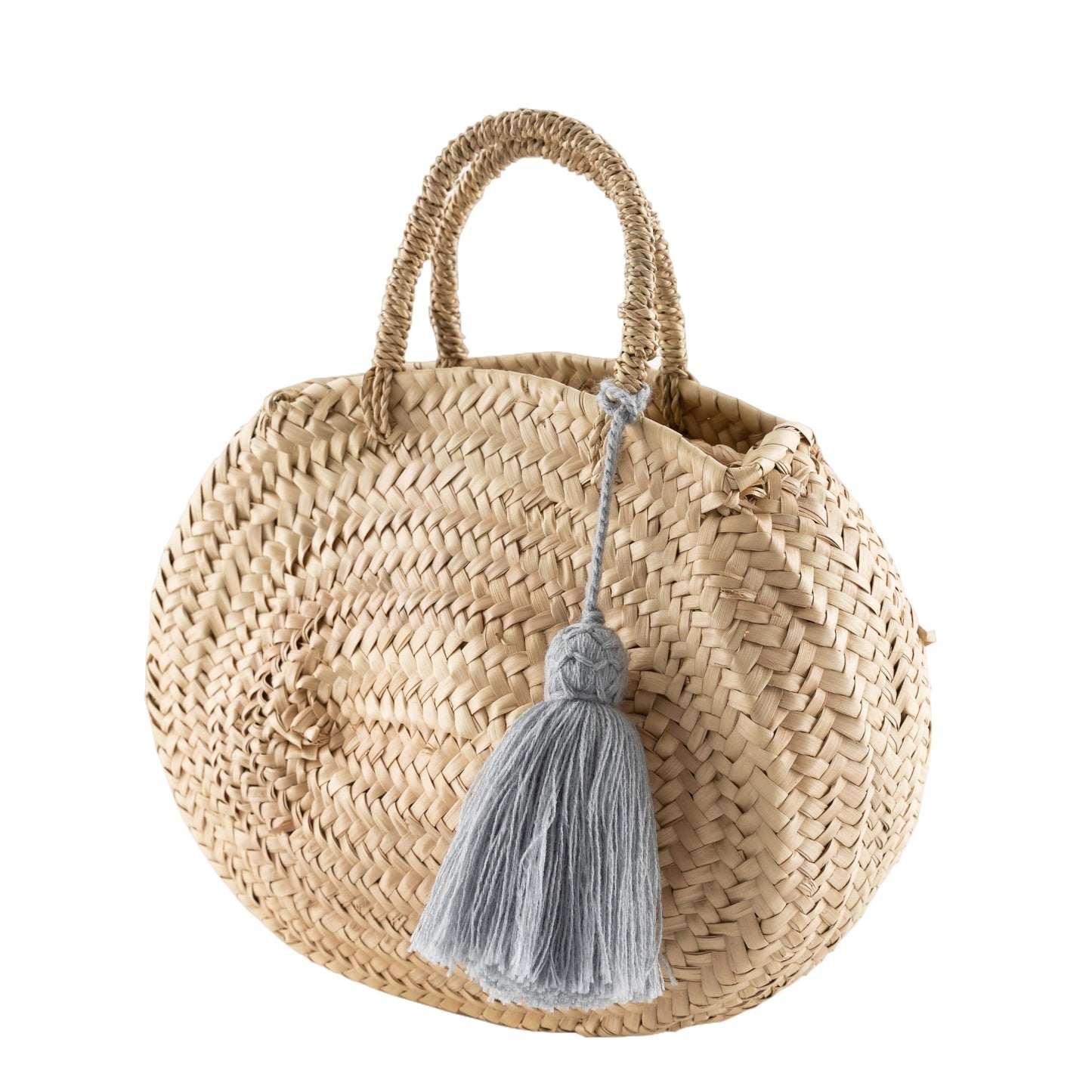 Tabi Tassel Oval Basket Bag - Grey