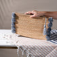 Pom Raffia Pouch - Grey