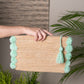 Pom Raffia Pouch - Mint
