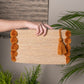 Pom Raffia Pouch - Brown