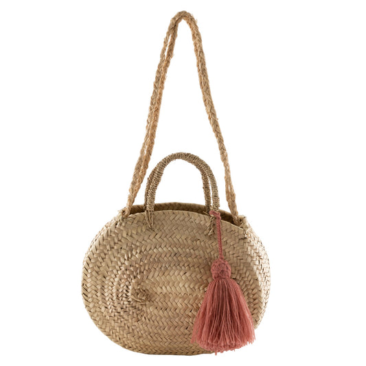 Tabi Tassel Oval Basket Bag - Dusty Pink