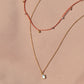 Pinata Double Necklace - Burnt Orange (Moonstone, Labradorite, Mother of Pearl)